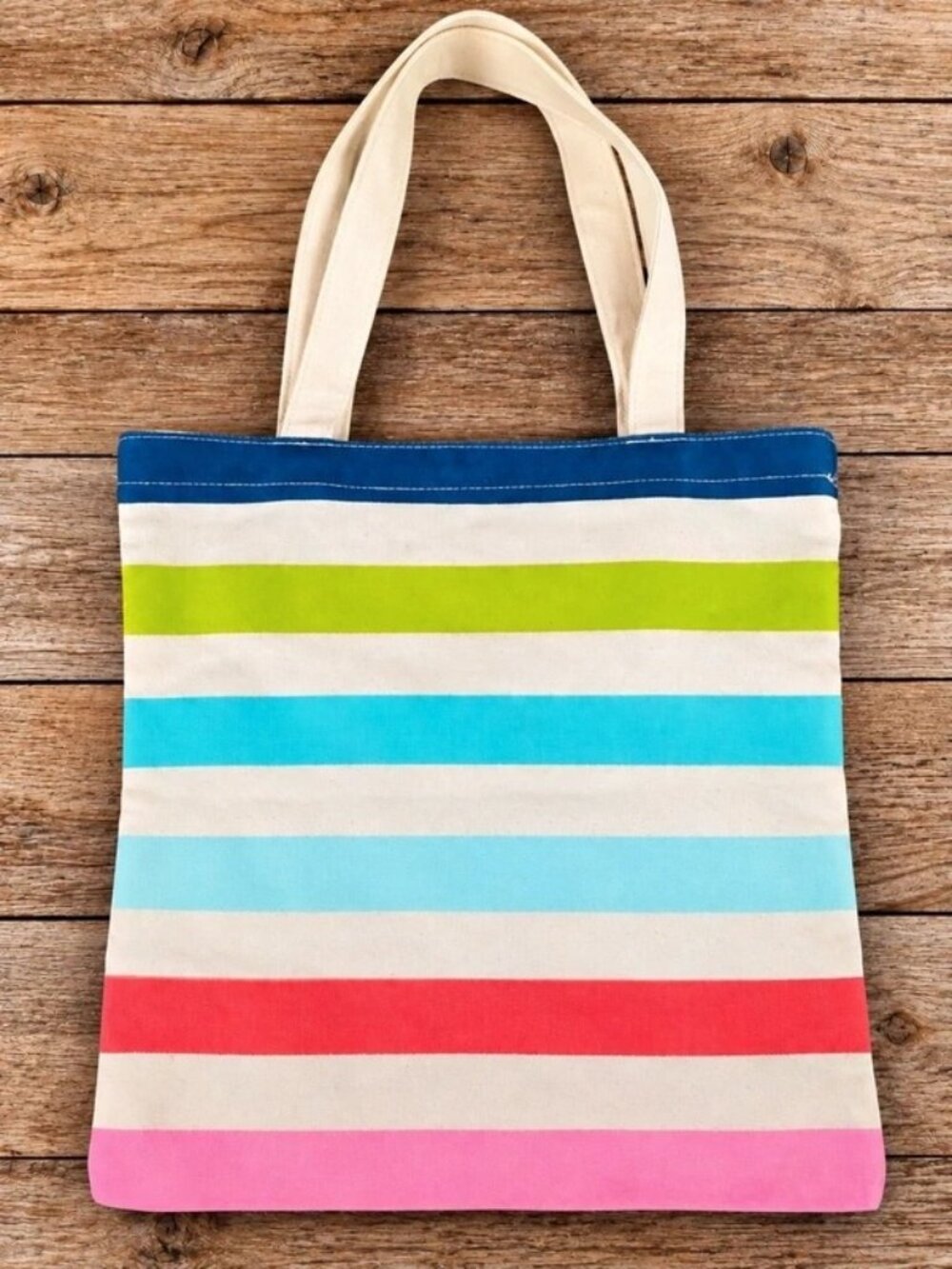 Kate Spade New York Multicolor Striped Canvas Tote Bag Shoulder Shopper